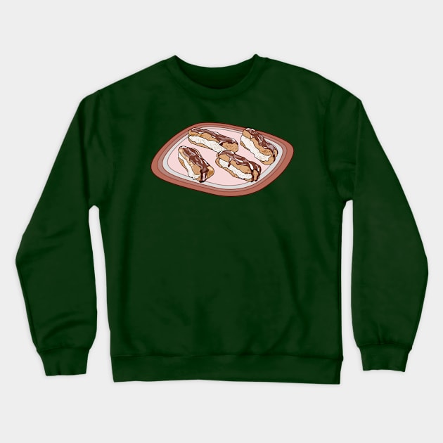 Chocolate eclair cartoon illustration Crewneck Sweatshirt by Miss Cartoon